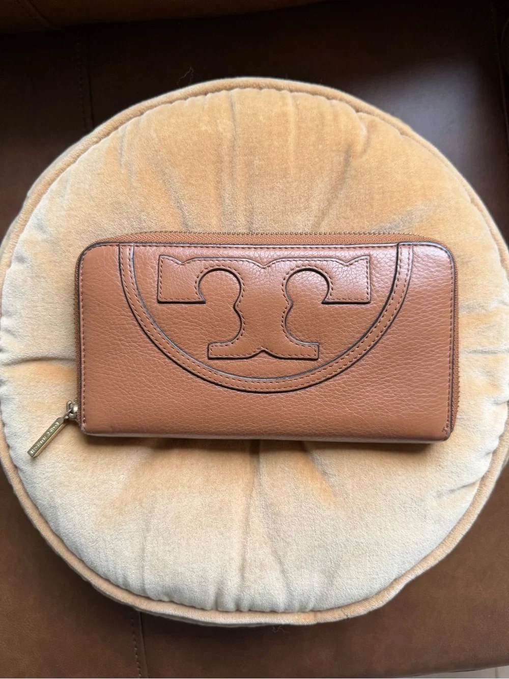 Tory Burch Tan Leather Zip Wallet